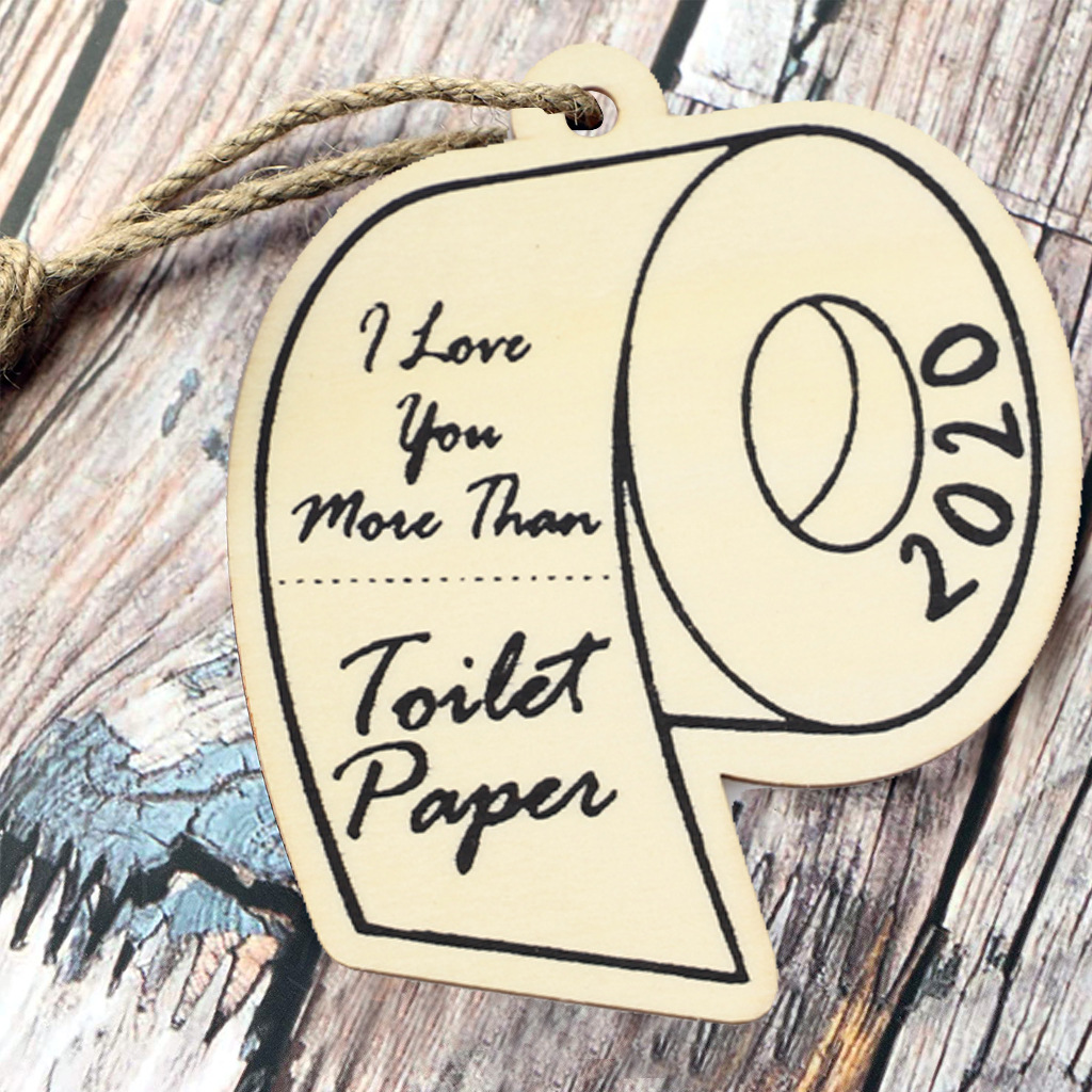 2020 European and American Wood Products Pendant Wooden Home Commemorative Toilet Paper Christmas Tree Accessory and Pendant Crafts