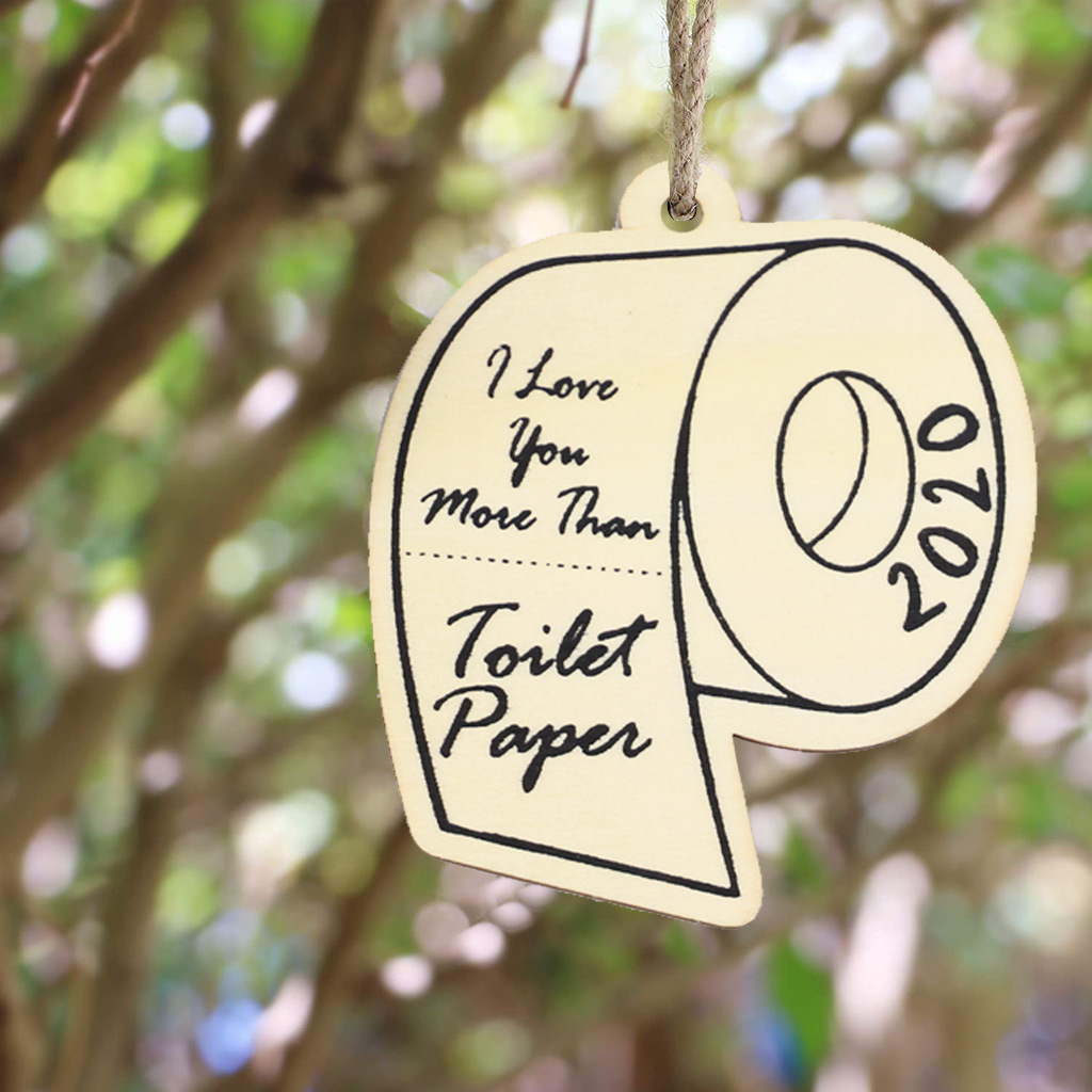 2020 European and American Wood Products Pendant Wooden Home Commemorative Toilet Paper Christmas Tree Accessory and Pendant Crafts