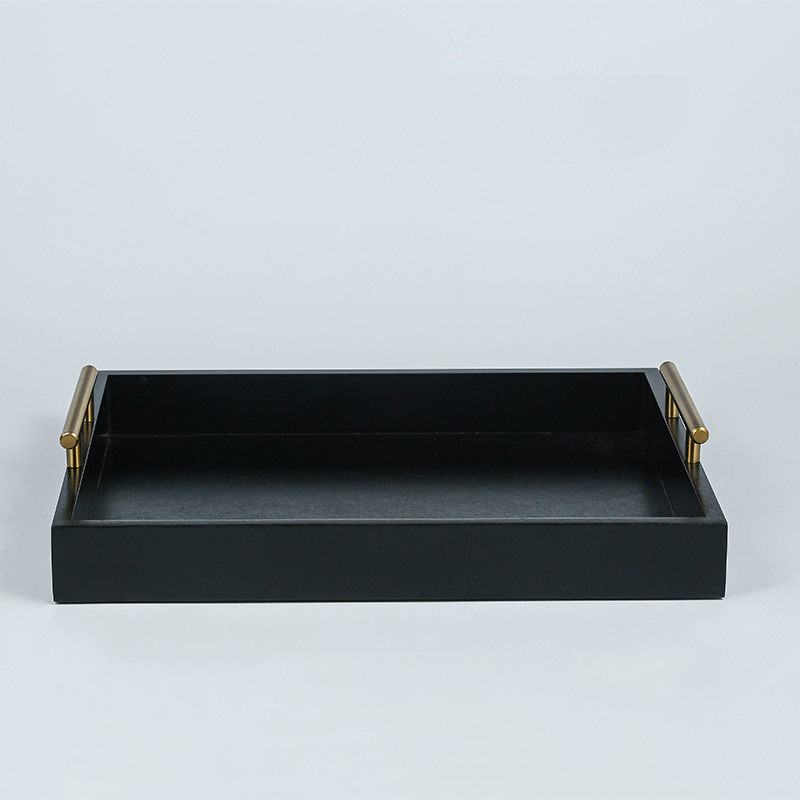 Amazon Hot Sale Wood Pallet Solid Color MDF Material Metal Armrest Storage Tray Decoration Wooden Crafts