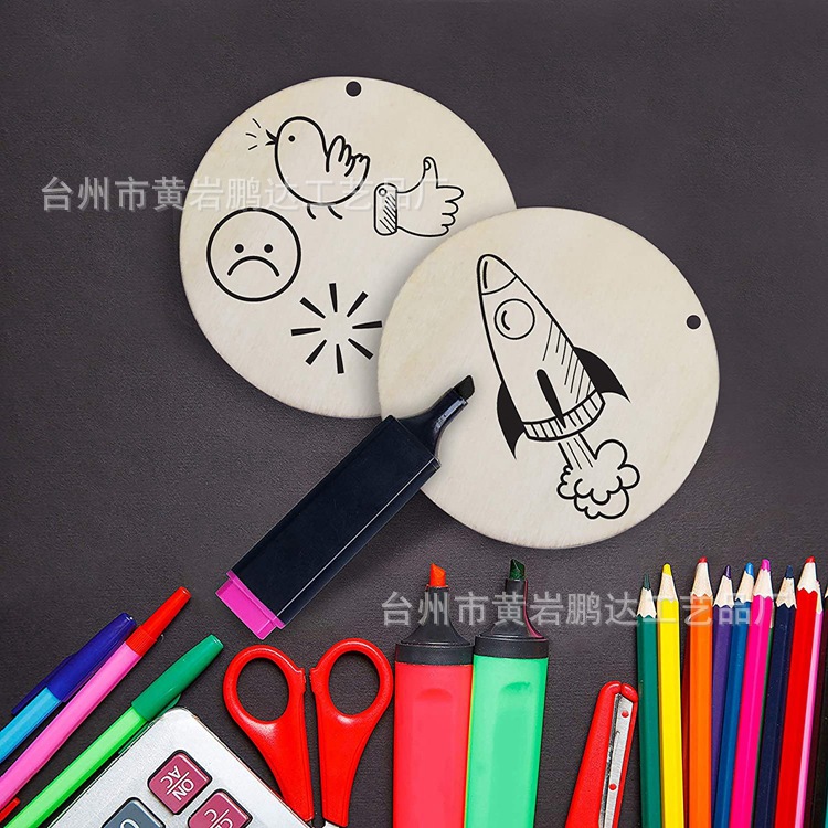DIY Wooden Gift Coaster Doodle Hand Drawn round Wood Piece Crafts Pendant Support Small Batch DIY Wooden Gift Coaster Doodle Hand Drawn round Wood Piece Crafts Pendant Support Small Batch