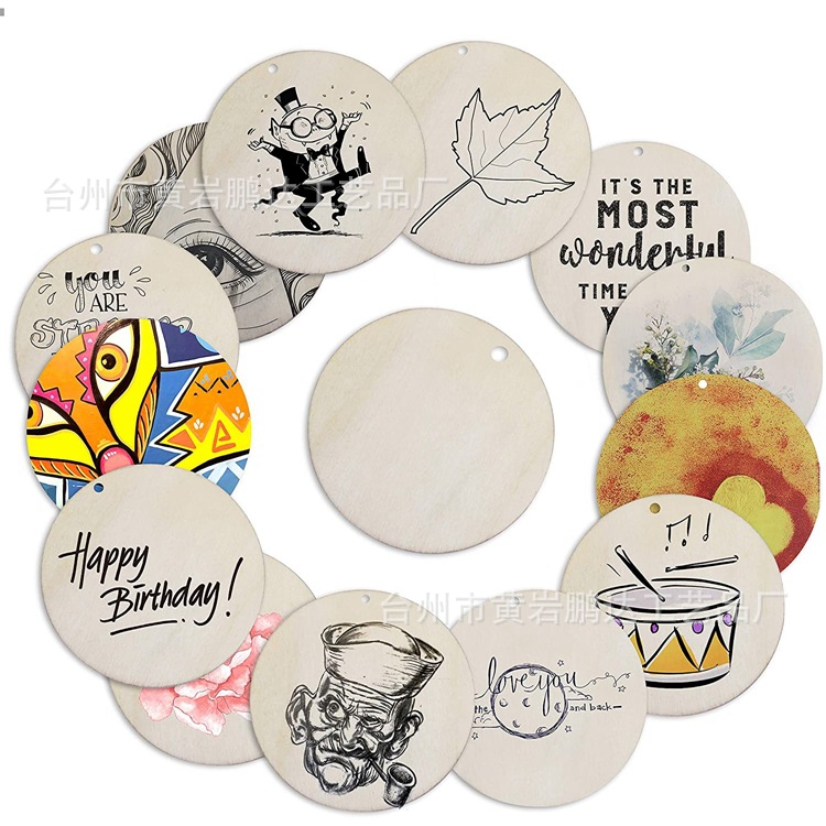 DIY Wooden Gift Coaster Doodle Hand Drawn round Wood Piece Crafts Pendant Support Small Batch DIY Wooden Gift Coaster Doodle Hand Drawn round Wood Piece Crafts Pendant Support Small Batch