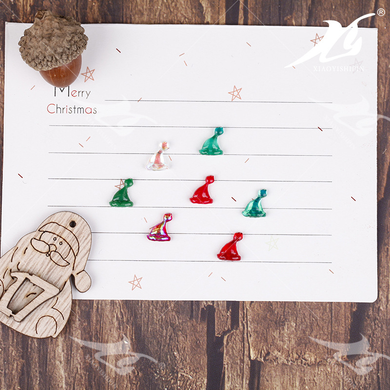 Creative Christmas Nail Stickers Decoration Christmas Hat Resin Nail Beauty Ornament Cute Resin DIY Manicure Jewelry