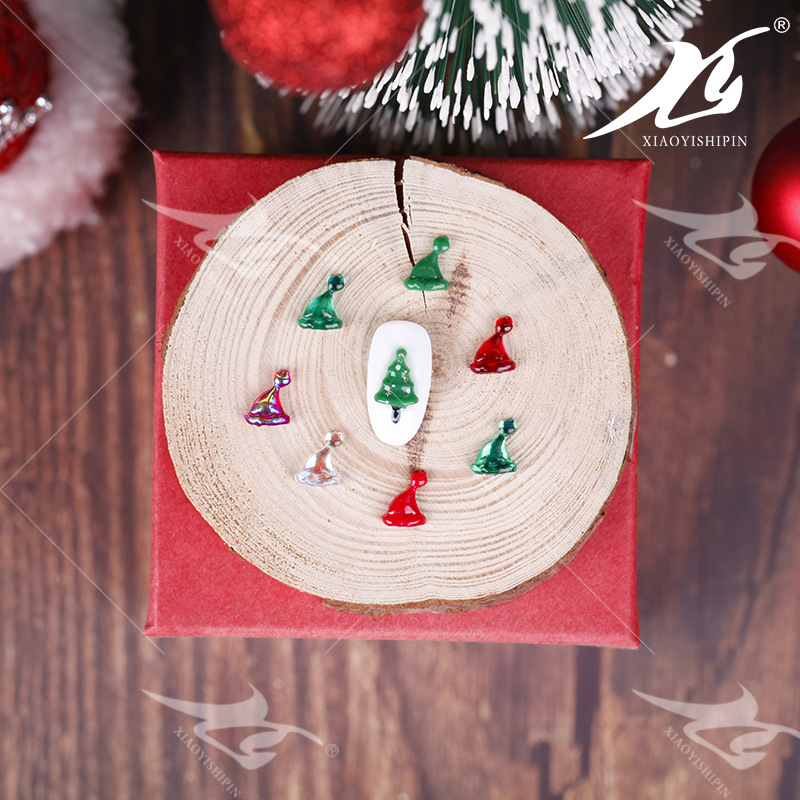 Creative Christmas Nail Stickers Decoration Christmas Hat Resin Nail Beauty Ornament Cute Resin DIY Manicure Jewelry