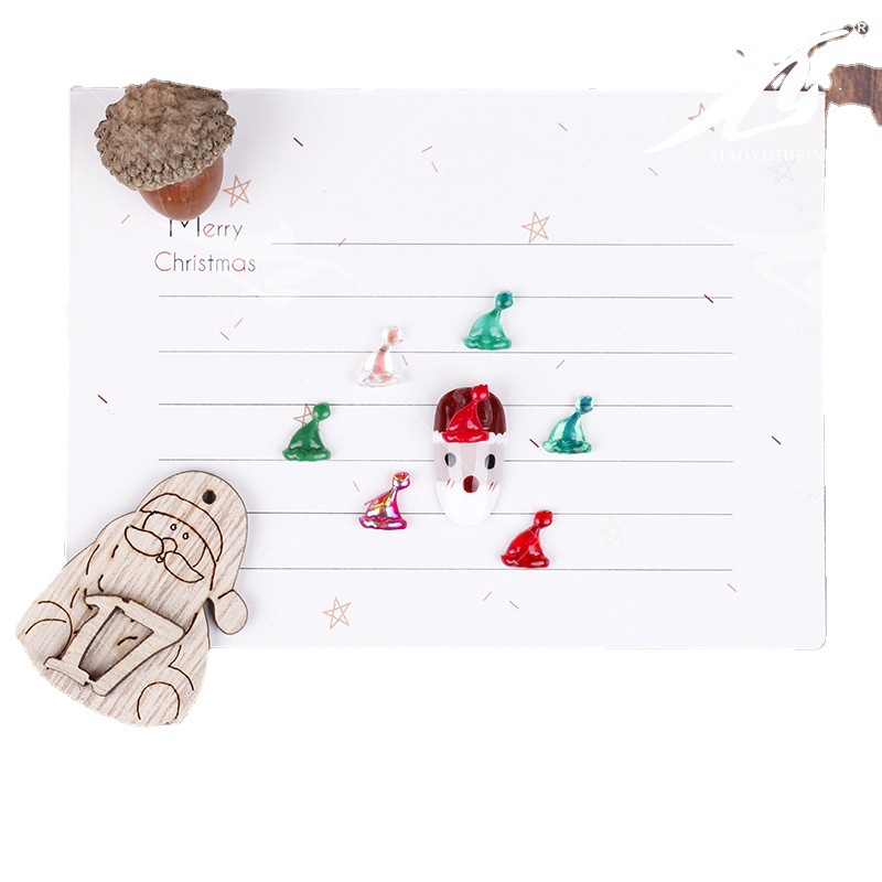 Creative Christmas Nail Stickers Decoration Christmas Hat Resin Nail Beauty Ornament Cute Resin DIY Manicure Jewelry