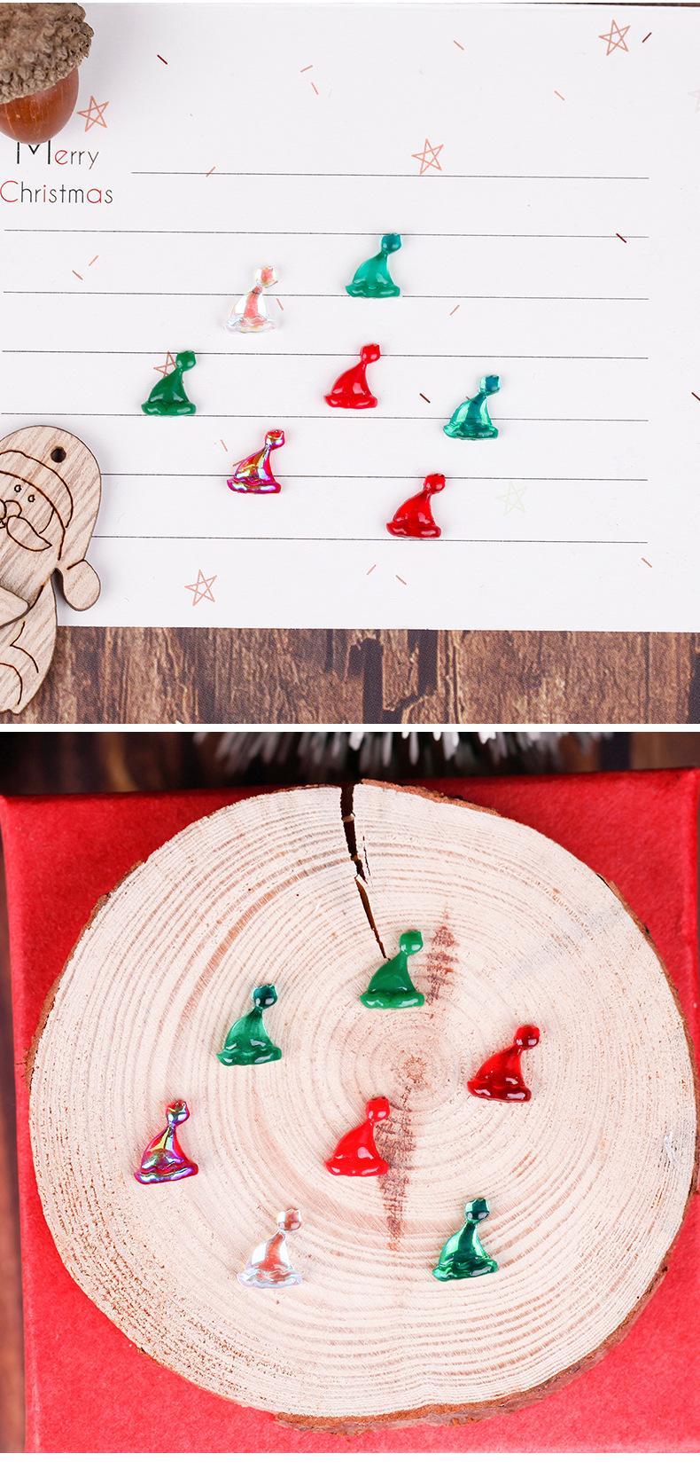 Creative Christmas Nail Stickers Decoration Christmas Hat Resin Nail Beauty Ornament Cute Resin DIY Manicure Jewelry