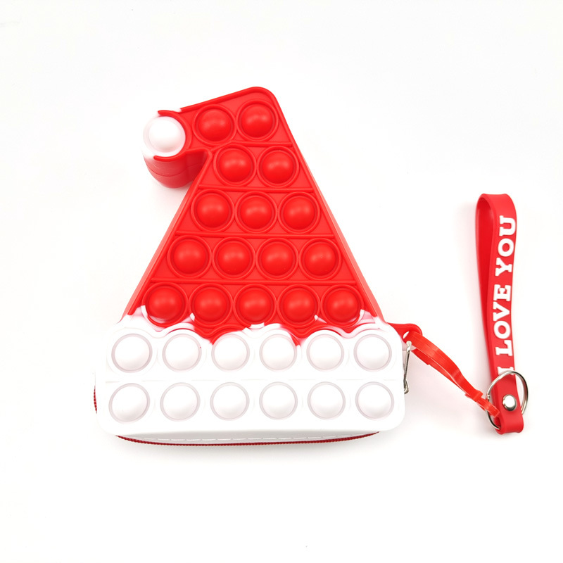 Deratization Christmas Style Bag Christmas Hat Boots Gloves Shape Silicone Bubble Toy Small Change Storage Coin Purse