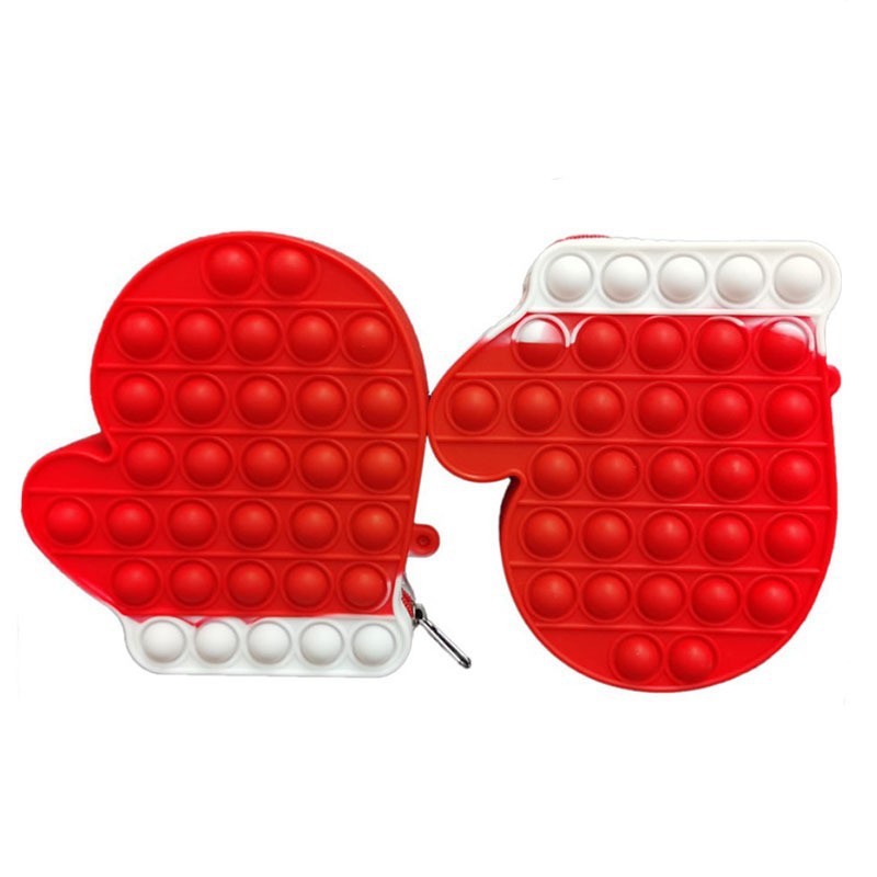 Deratization Christmas Style Bag Christmas Hat Boots Gloves Shape Silicone Bubble Toy Small Change Storage Coin Purse