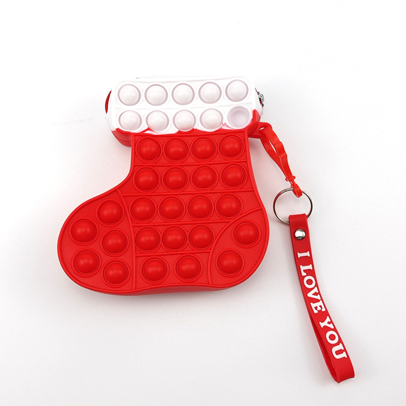 Deratization Christmas Style Bag Christmas Hat Boots Gloves Shape Silicone Bubble Toy Small Change Storage Coin Purse