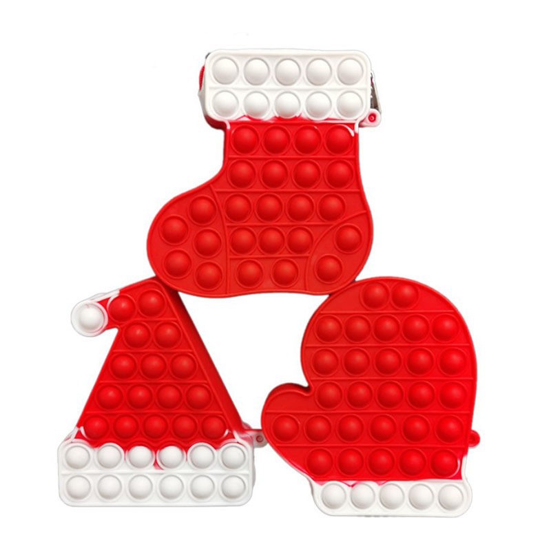 Deratization Christmas Style Bag Christmas Hat Boots Gloves Shape Silicone Bubble Toy Small Change Storage Coin Purse