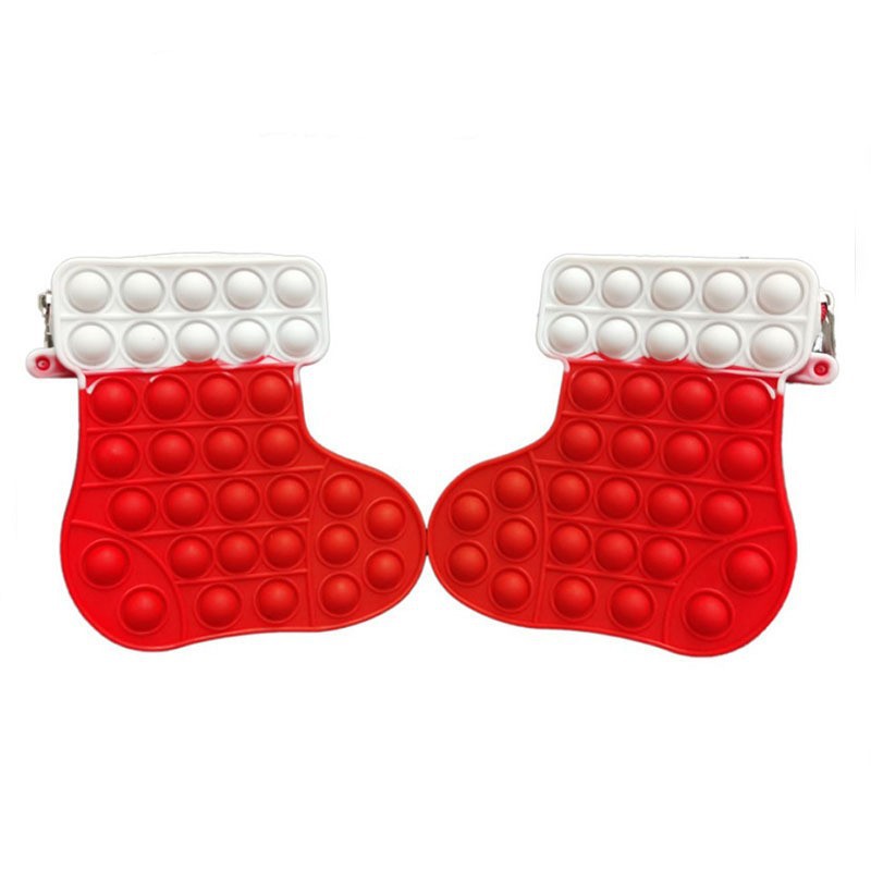 Deratization Christmas Style Bag Christmas Hat Boots Gloves Shape Silicone Bubble Toy Small Change Storage Coin Purse