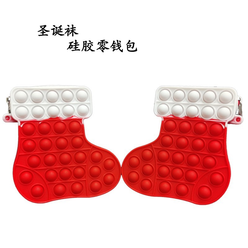 Deratization Christmas Style Bag Christmas Hat Boots Gloves Shape Silicone Bubble Toy Small Change Storage Coin Purse