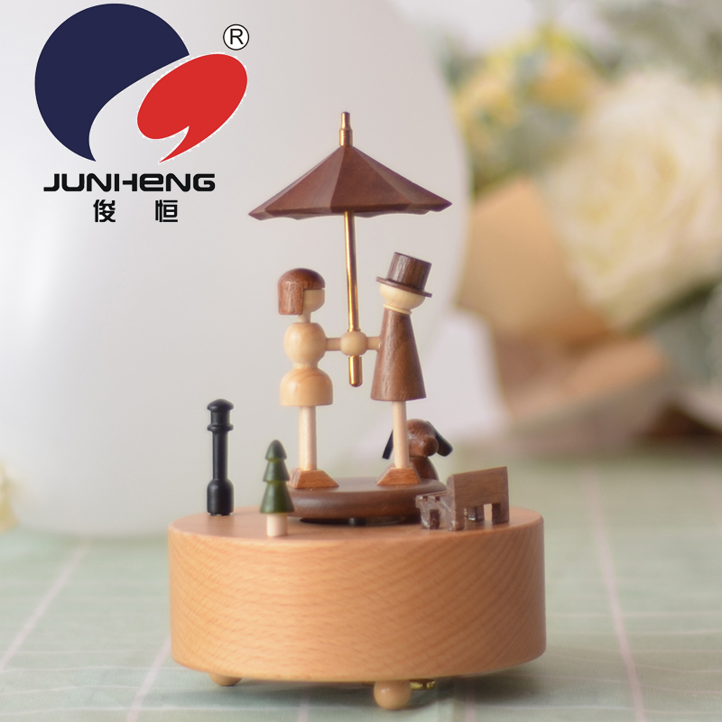 Cross-border spot wood small antivir handmade music box rain valentine&#039;s day gifts wood crafts wholesale customization