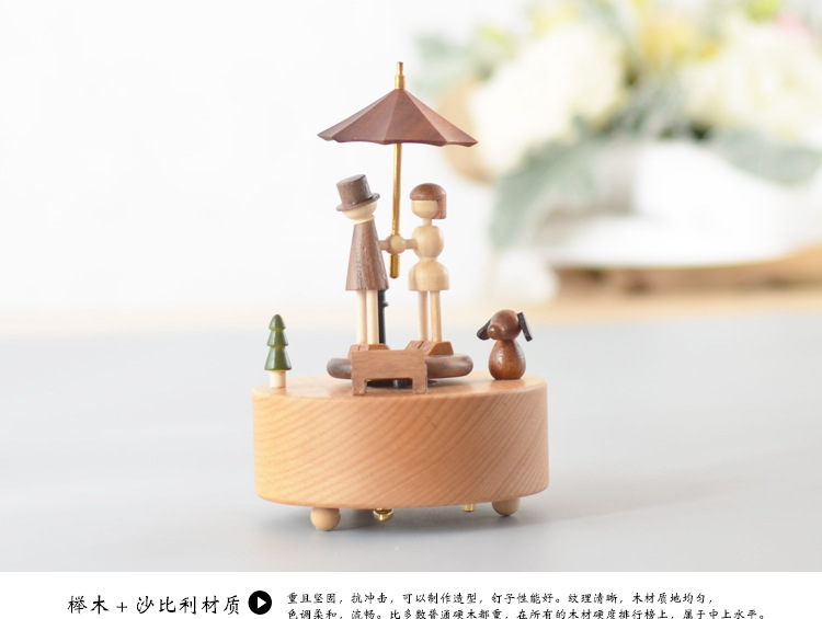 Cross-border spot wood small antivir handmade music box rain valentine's day gifts wood crafts wholesale customization Cross-border spot wood small antivir handmade music box rain valentine's day gifts wood crafts wholesale customization