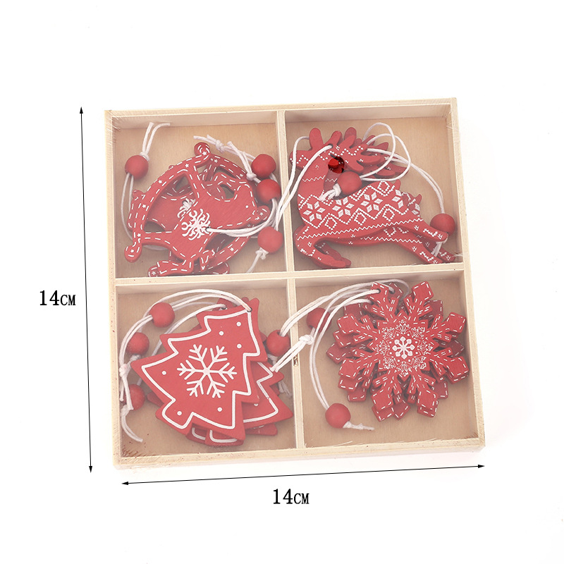 Christmas decorations box wooden Christmas ornaments Snowflake Christmas tree elk ornaments wood crafts Christmas decorations box wooden Christmas ornaments Snowflake Christmas tree elk ornaments wood crafts