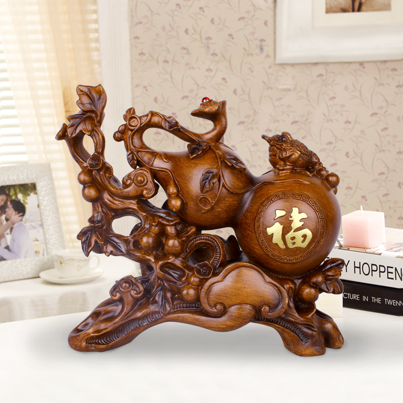 Resin crafts ou shi wood color zhaocai fu gourd display creative sitting room TV cabinet decoration business gifts