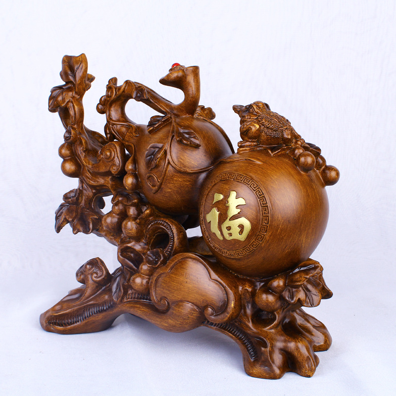 Resin crafts ou shi wood color zhaocai fu gourd display creative sitting room TV cabinet decoration business gifts