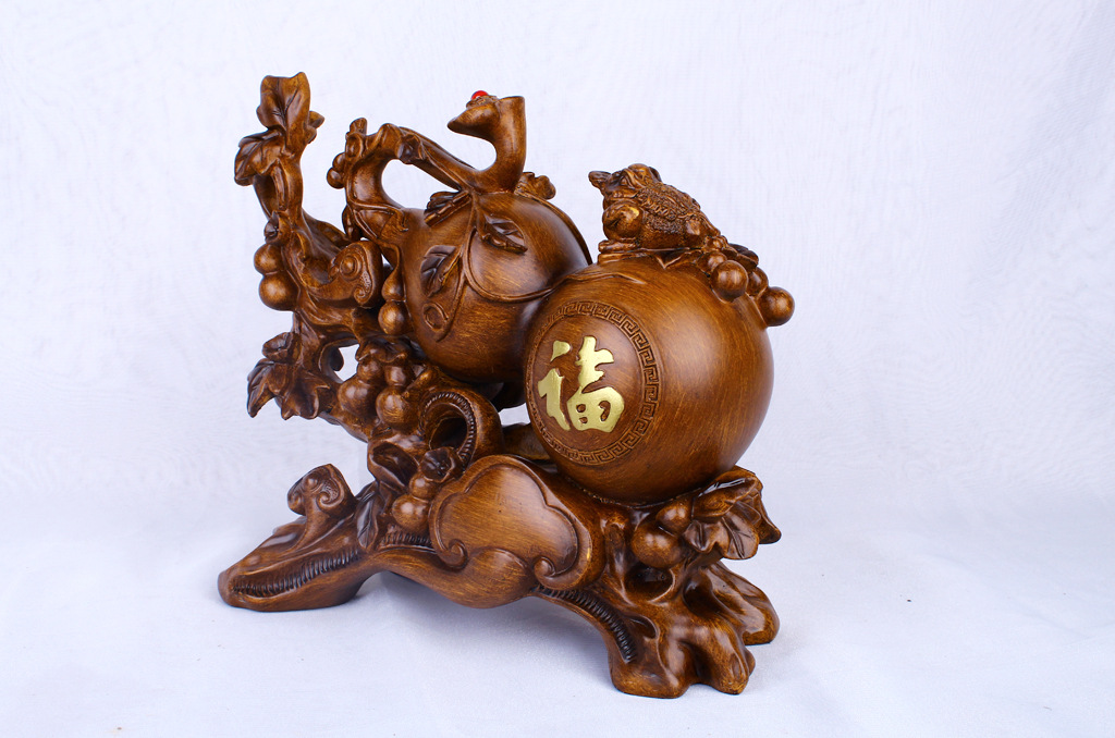 Resin crafts ou shi wood color zhaocai fu gourd display creative sitting room TV cabinet decoration business gifts Resin crafts ou shi wood color zhaocai fu gourd display creative sitting room TV cabinet decoration business gifts