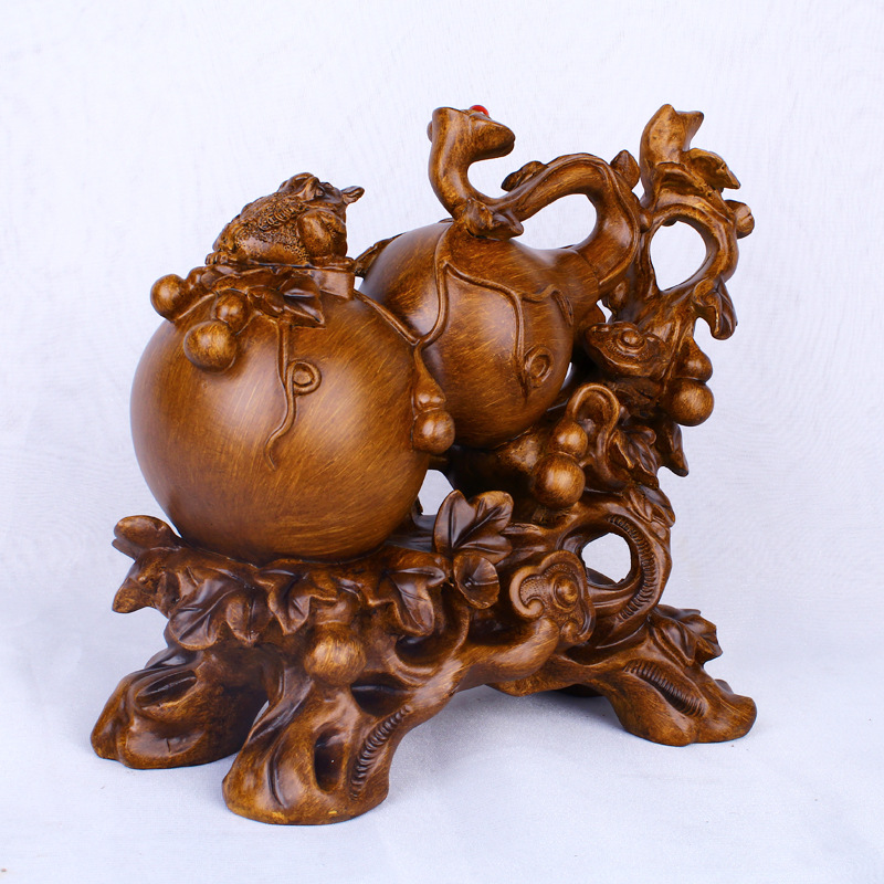 Resin crafts ou shi wood color zhaocai fu gourd display creative sitting room TV cabinet decoration business gifts