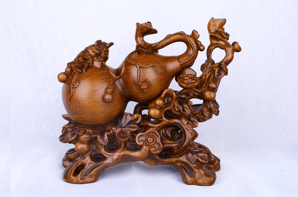 Resin crafts ou shi wood color zhaocai fu gourd display creative sitting room TV cabinet decoration business gifts Resin crafts ou shi wood color zhaocai fu gourd display creative sitting room TV cabinet decoration business gifts