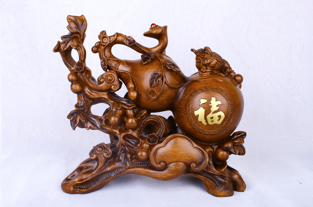 Resin crafts ou shi wood color zhaocai fu gourd display creative sitting room TV cabinet decoration business gifts Resin crafts ou shi wood color zhaocai fu gourd display creative sitting room TV cabinet decoration business gifts