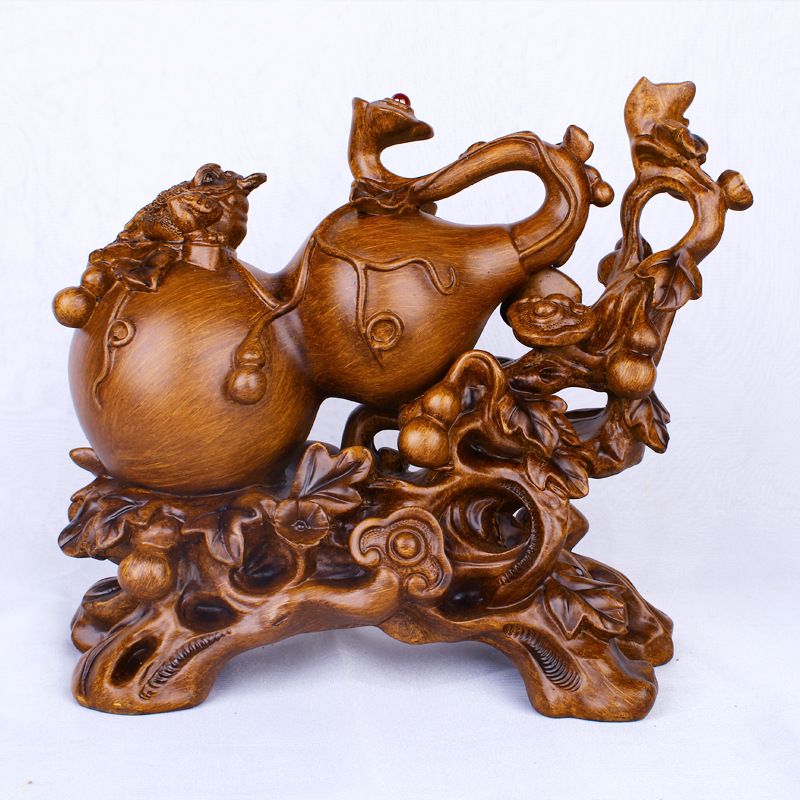 Resin crafts ou shi wood color zhaocai fu gourd display creative sitting room TV cabinet decoration business gifts