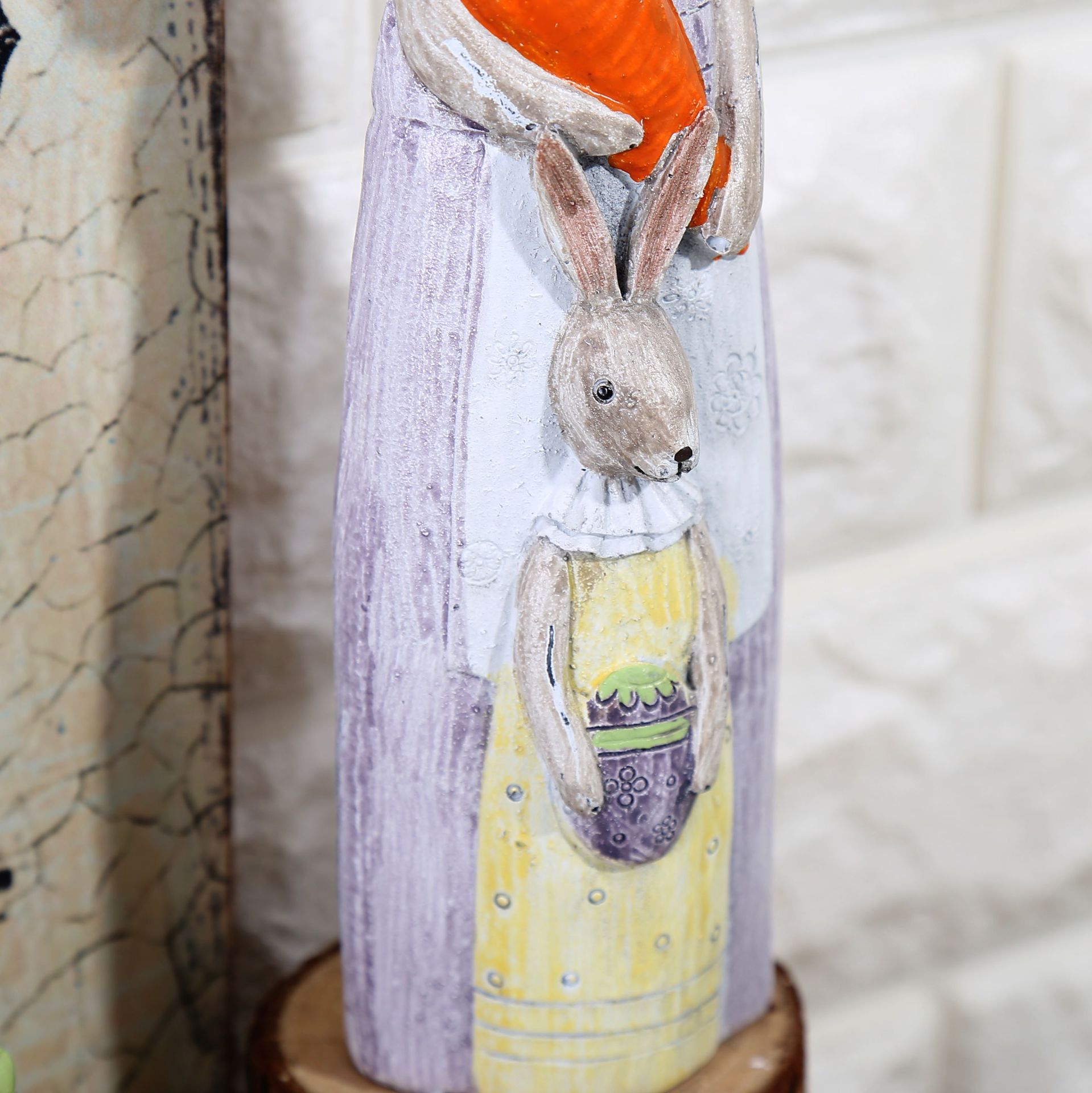 Retro Distressed Wood Carving Resin Decorations Home Gifts & Crafts Creative Lovers Rabbit Decoration New E20