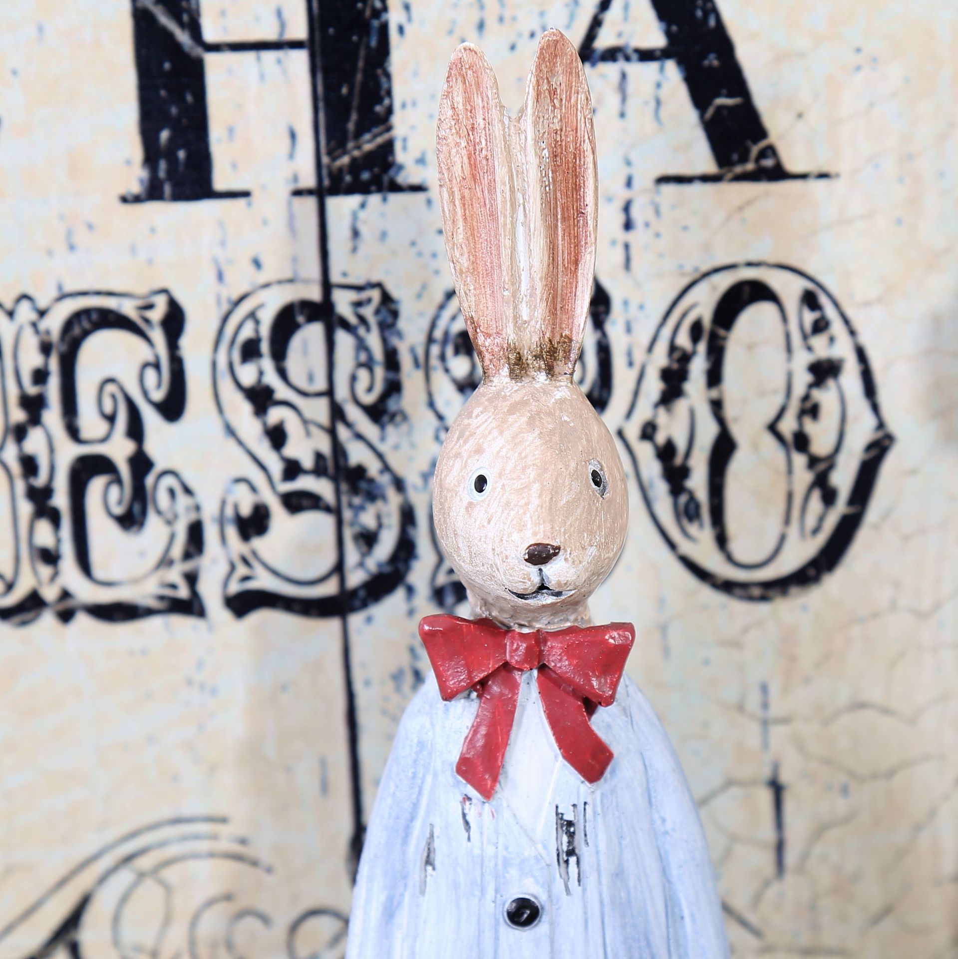 Retro Distressed Wood Carving Resin Decorations Home Gifts & Crafts Creative Lovers Rabbit Decoration New E20