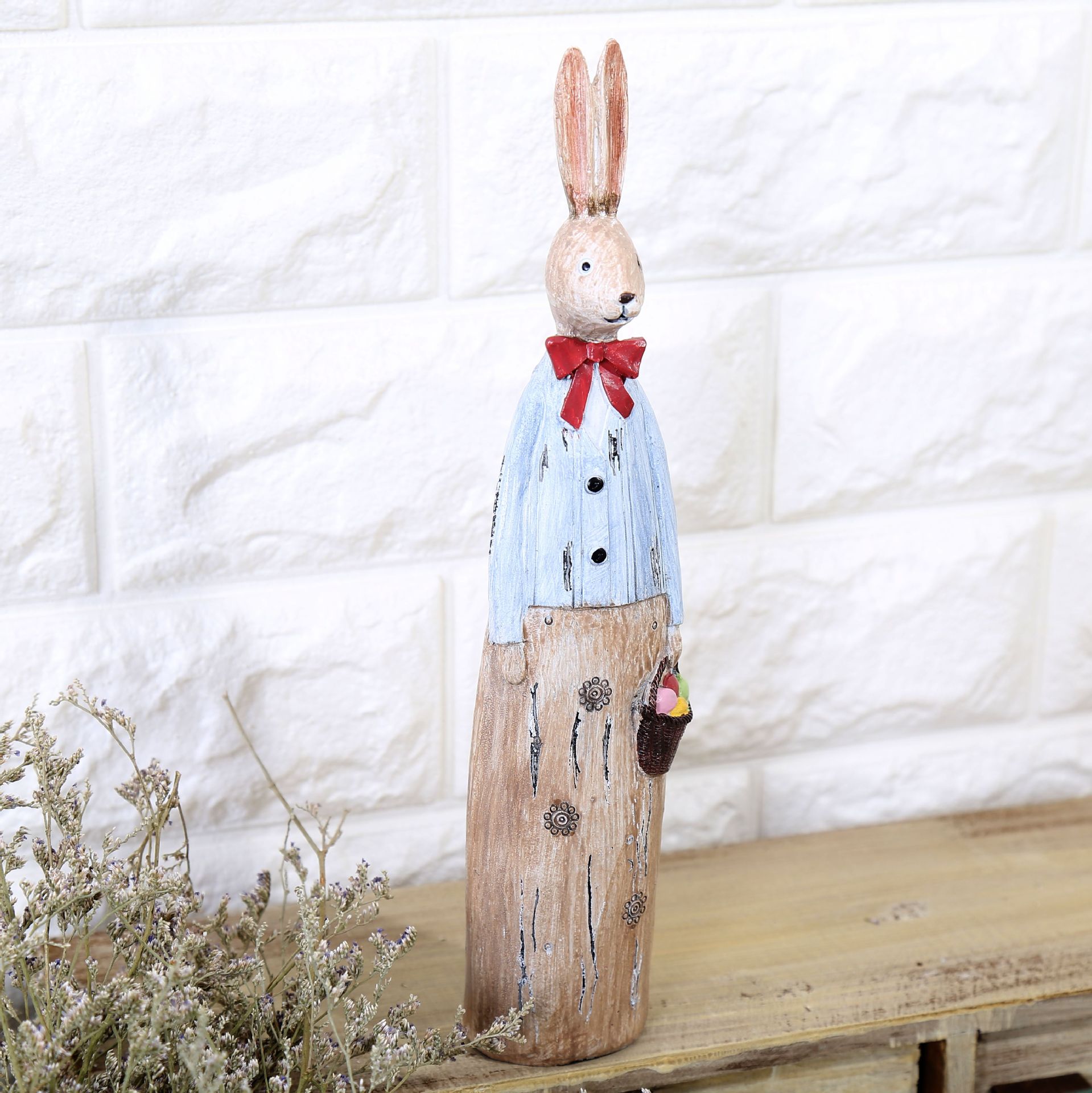 Retro Distressed Wood Carving Resin Decorations Home Gifts & Crafts Creative Lovers Rabbit Decoration New E20