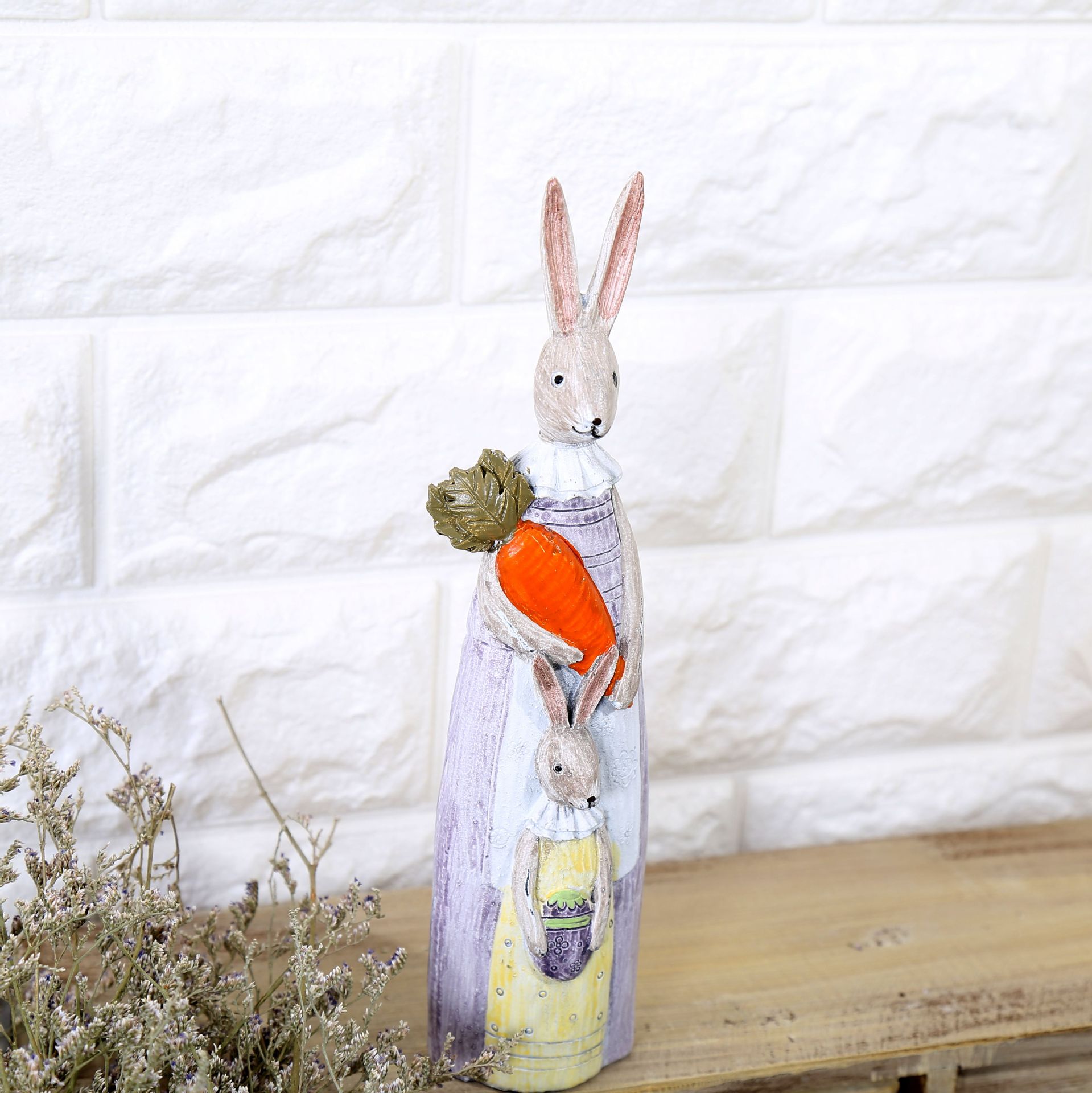 Retro Distressed Wood Carving Resin Decorations Home Gifts &amp; Crafts Creative Lovers Rabbit Decoration New E20