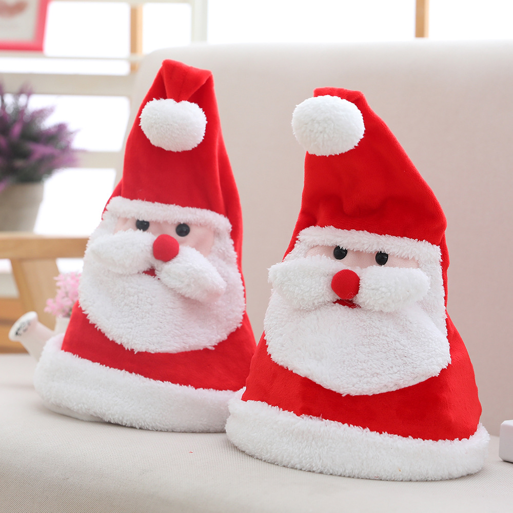 Christmas hat Plush Toy Electric Santa Claus Hat Moving Singing with Concert Luminous Hat Christmas Gift