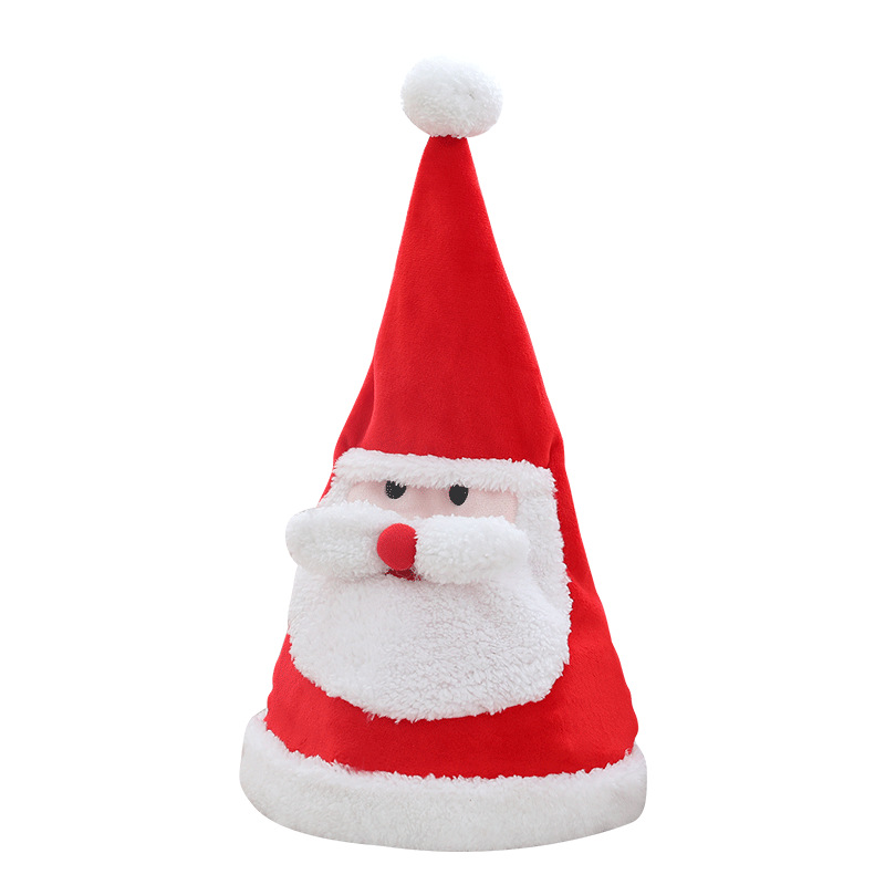 Christmas hat Plush Toy Electric Santa Claus Hat Moving Singing with Concert Luminous Hat Christmas Gift
