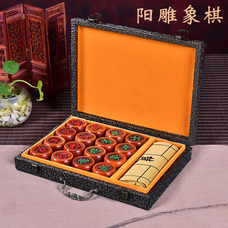 Rosewood Ebony Rosewood Chinese Chess Mahogany Solid Wood Large Chess Board Factory Wood Carving Crafts Generation