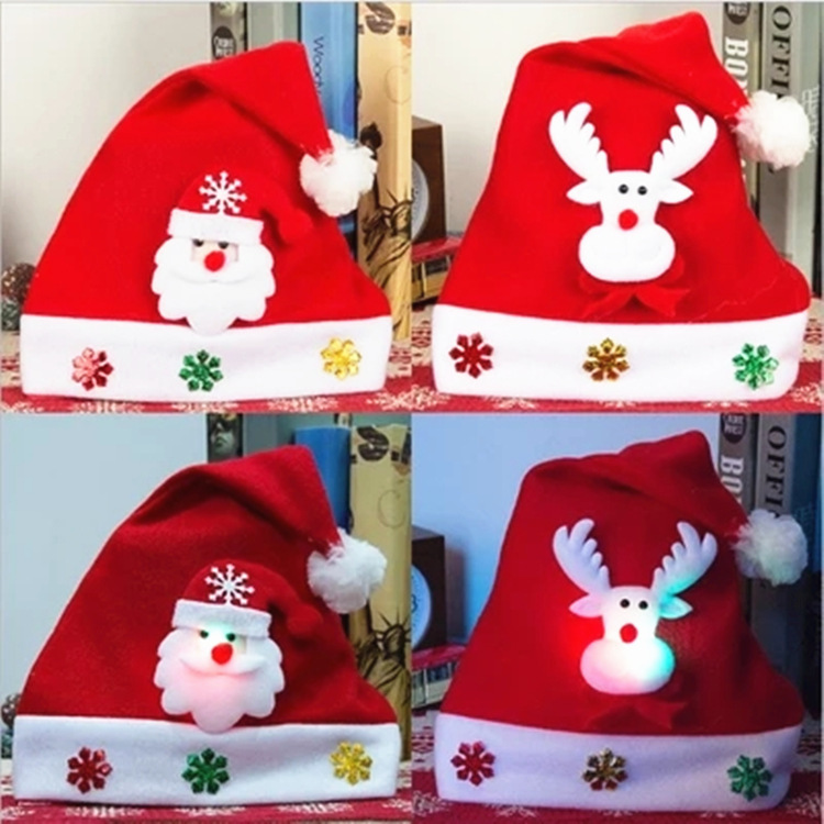 Hat Children&#039;s Luminous Hat Cute Luminous Elk Christmas Hat for the Elderly Christmas Creative Hat Manufacturer