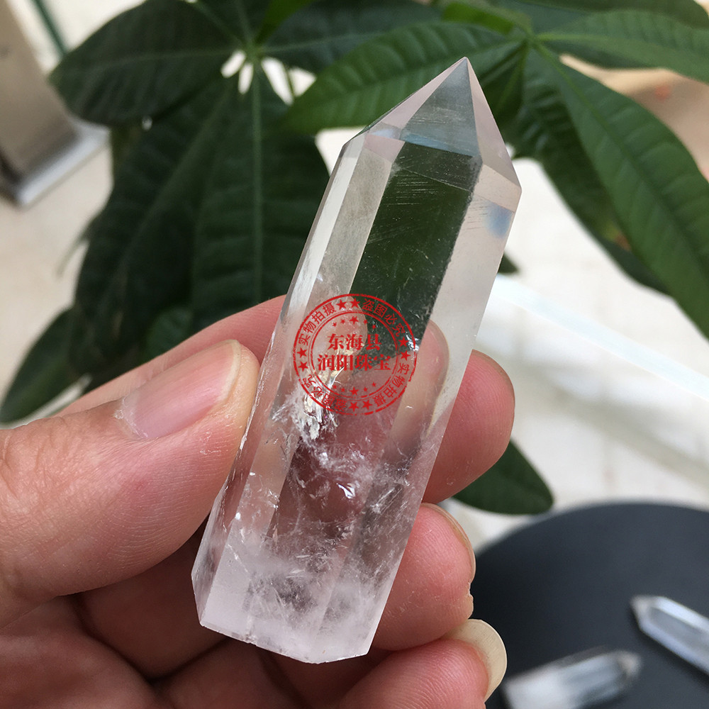 Natural White Crystal Point Original Stone Polishing Crafts Energy Stone Hexagonal Single Pointed Column Decoration