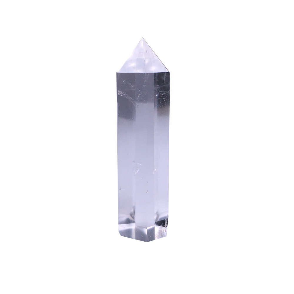 Natural White Crystal Point Original Stone Polishing Crafts Energy Stone Hexagonal Single Pointed Column Decoration