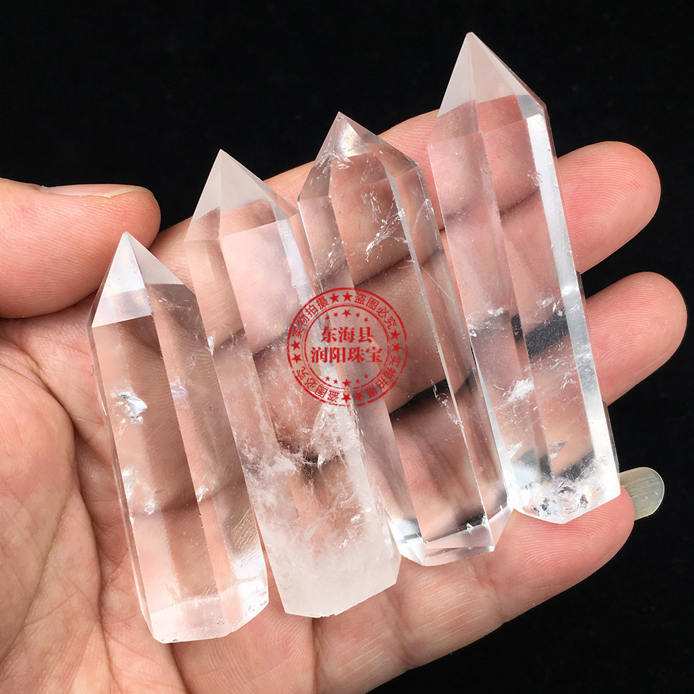Natural White Crystal Point Original Stone Polishing Crafts Energy Stone Hexagonal Single Pointed Column Decoration