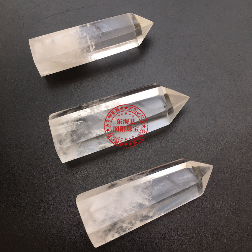 Natural White Crystal Point Original Stone Polishing Crafts Energy Stone Hexagonal Single Pointed Column Decoration