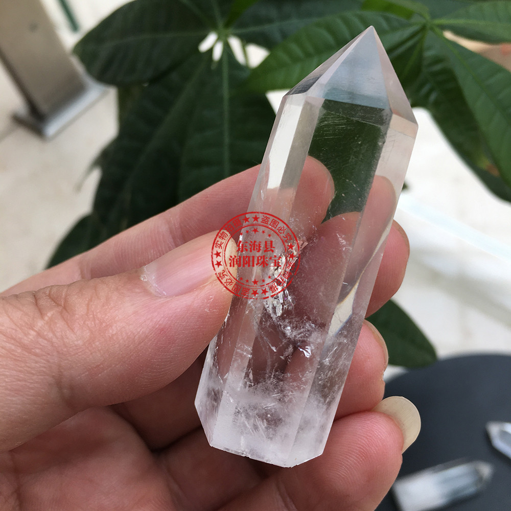 Natural White Crystal Point Original Stone Polishing Crafts Energy Stone Hexagonal Single Pointed Column Decoration