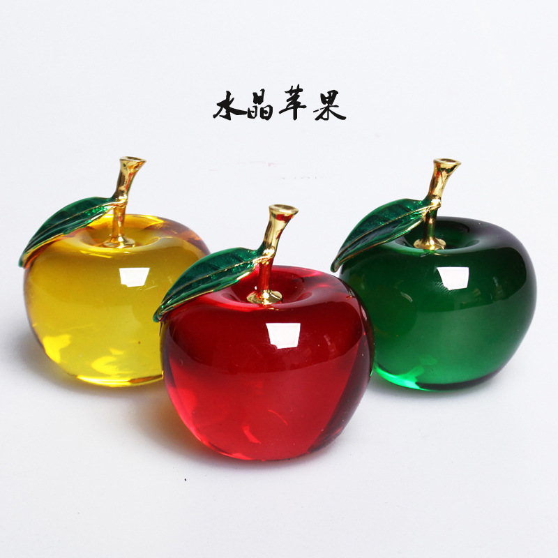 Direct Crystal Creative Gifts Gold Leaf Decorative Crafts Christmas Ornaments Car Home Decoration for Apple
