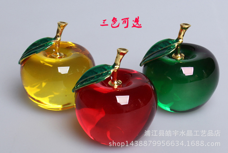 Direct Crystal Creative Gifts Gold Leaf Decorative Crafts Christmas Ornaments Car Home Decoration for Apple