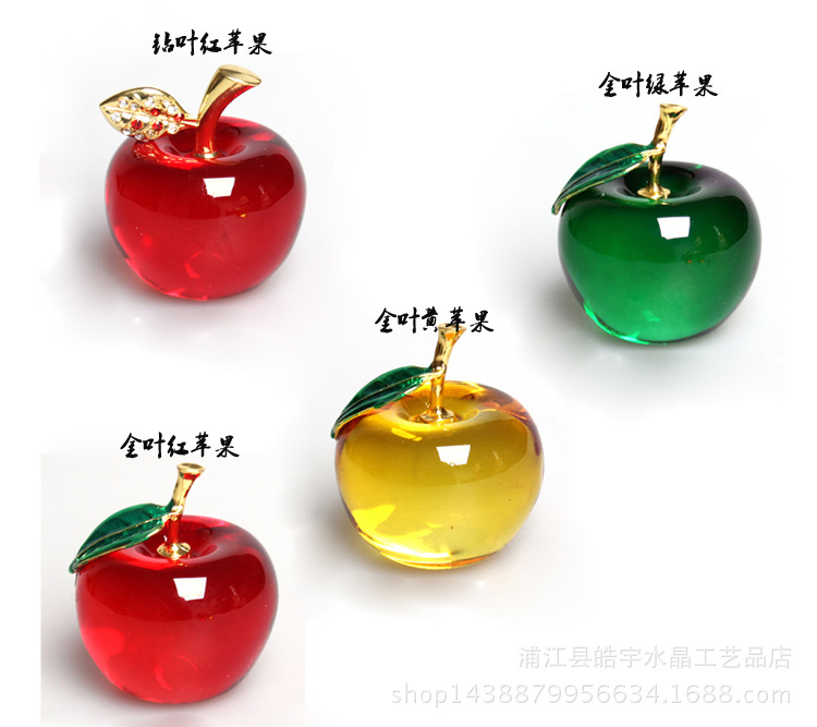 Direct Crystal Creative Gifts Gold Leaf Decorative Crafts Christmas Ornaments Car Home Decoration for Apple