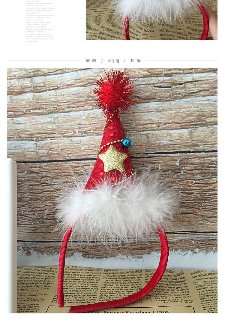 Bow Christmas Feather Christmas Hat Headband FivePointed Star Sequin Headdress Children's Beautiful Headdress Whole