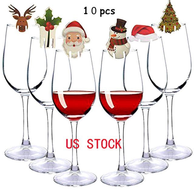 Wine Glass Hot Selling Christmas Hat Wine Glass Christmas Wine Glass Card Instert Snowman Elk Horn Cup Card Wine Instert