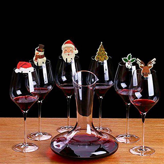 Wine Glass Hot Selling Christmas Hat Wine Glass Christmas Wine Glass Card Instert Snowman Elk Horn Cup Card Wine Instert