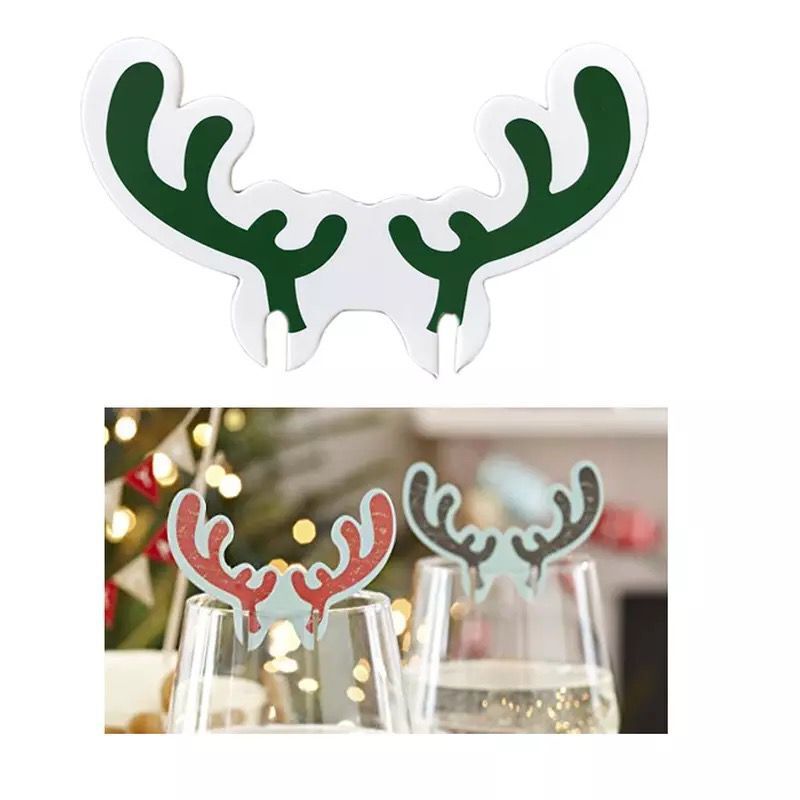 Wine Glass Hot Selling Christmas Hat Wine Glass Christmas Wine Glass Card Instert Snowman Elk Horn Cup Card Wine Instert