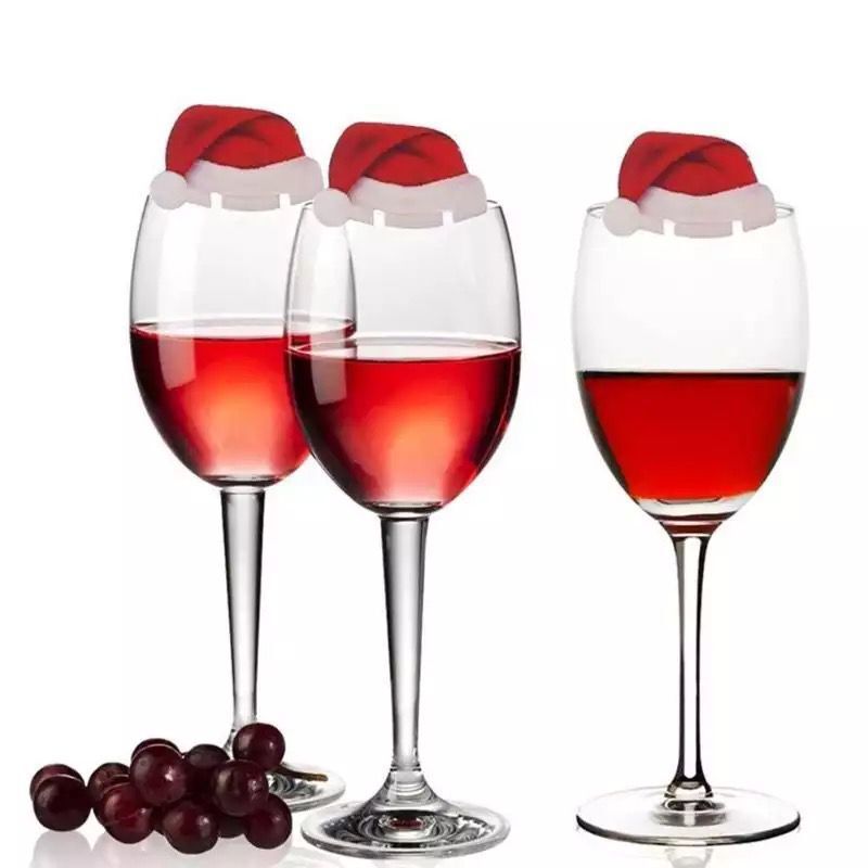 Wine Glass Hot Selling Christmas Hat Wine Glass Christmas Wine Glass Card Instert Snowman Elk Horn Cup Card Wine Instert