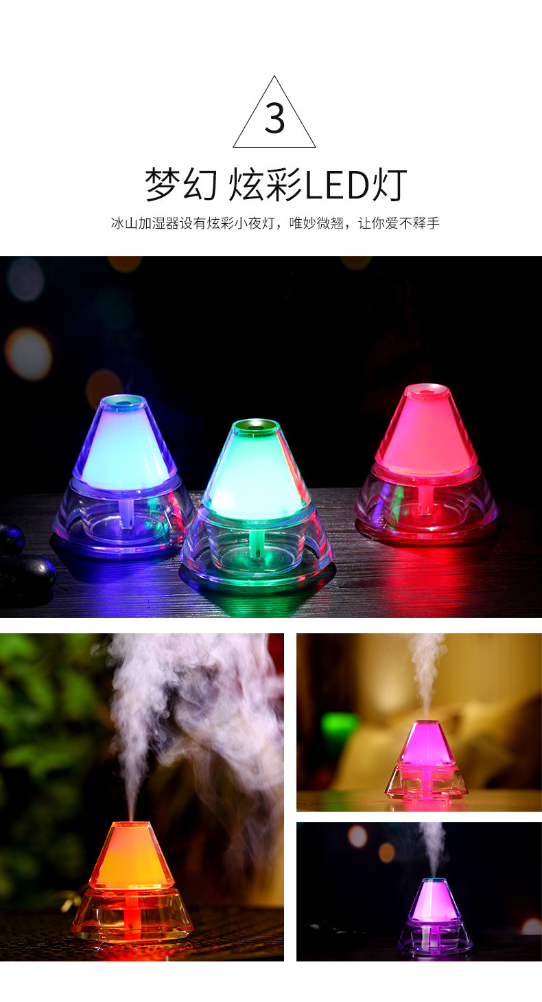 New Iceberg Humidifier USB Luminous Creative Mini Air Purifier Crystal Crafts