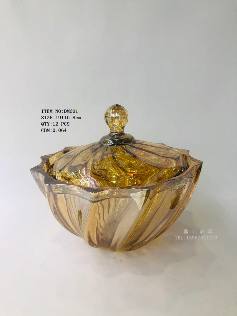 Factory Direct Sales Electroplated Golden Crystal Crafts Candy Jar Storage Jar Home Living Room and Wine Cabinet Decorations Decoration