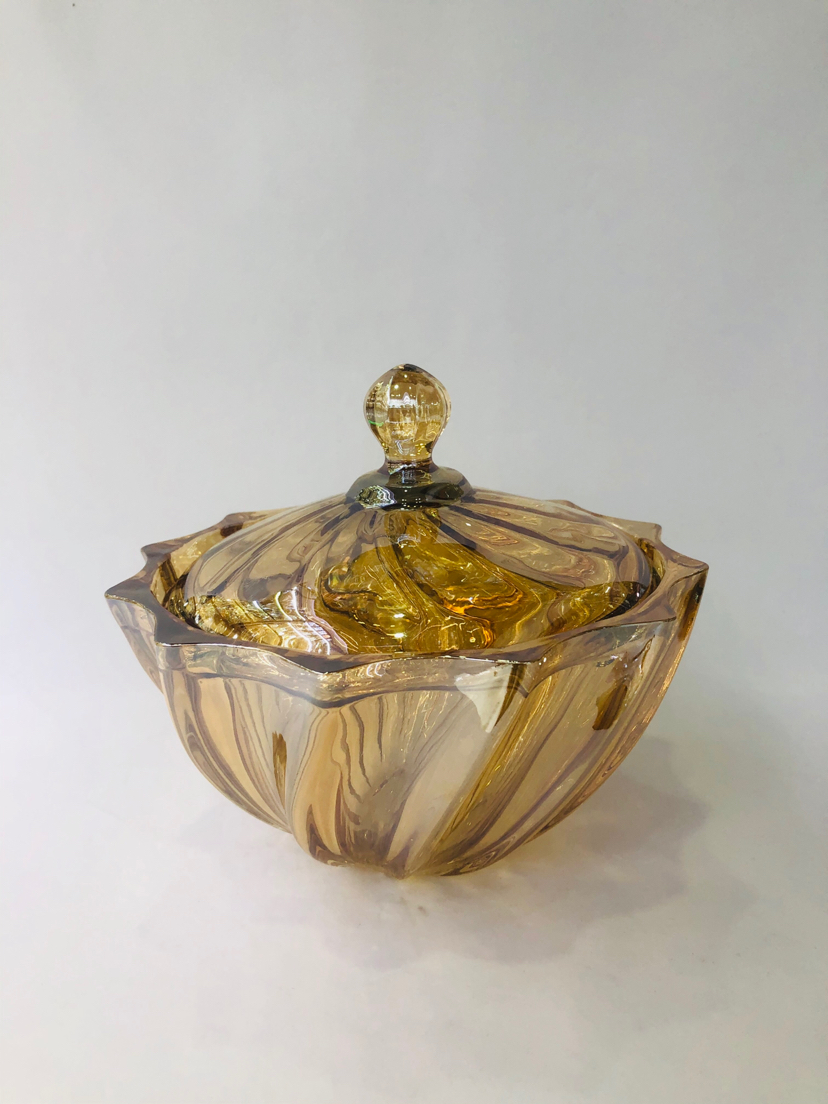 Factory Direct Sales Electroplated Golden Crystal Crafts Candy Jar Storage Jar Home Living Room and Wine Cabinet Decorations Decoration