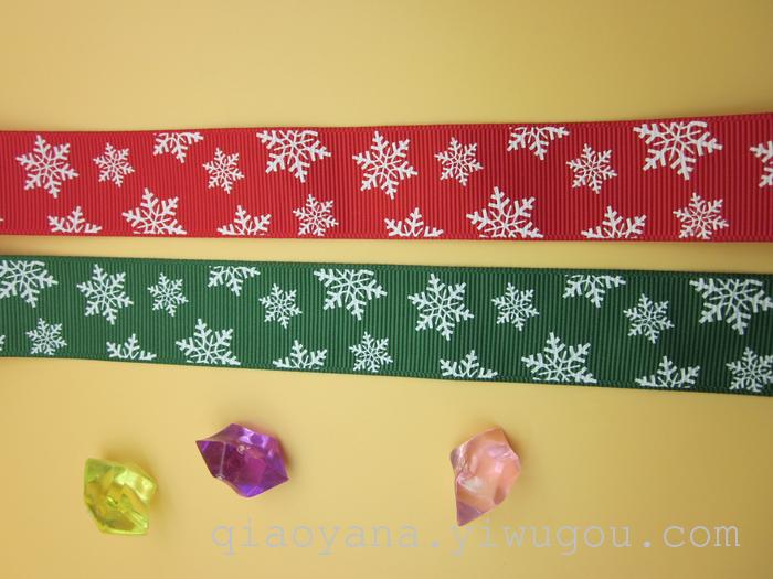 Factory Direct Sales Ribbon Printing Christmas Hat Printing Ribbon 2.5cm Ribbed Band Printing Christmas Snowflake Bell